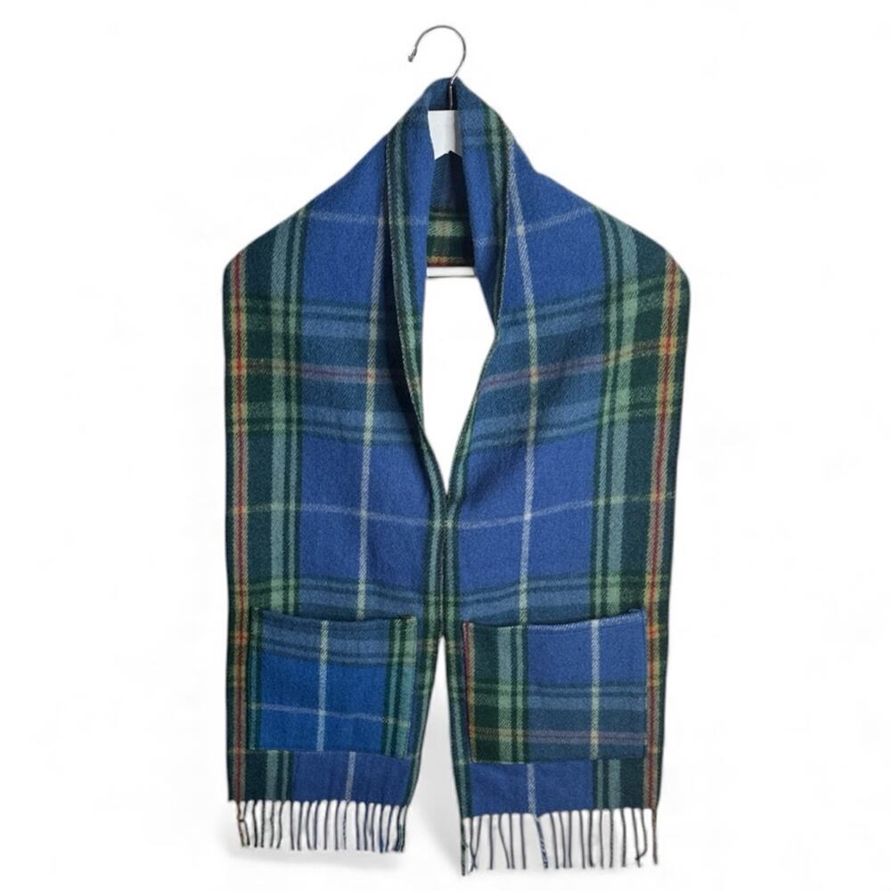 Patrick King Woollen Mills Merino Wool Tartan Plaid Pocket Scarf W1962